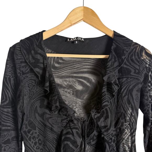 I.AM.GIA Annihya Pant Amina Top Black Animal Print Burnout Sexy 2 Piece Set S - Picture 14 of 16